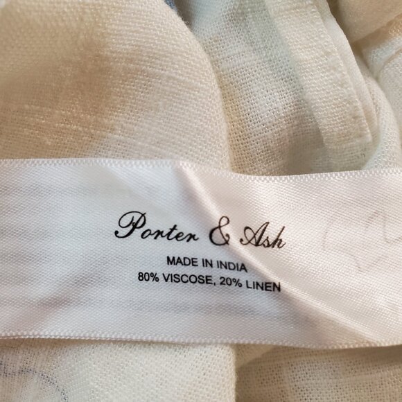 NWT PORTER & ASH SZ L Men's Linen Blend Floral White & Blue Short Sleeve Shirt - Picture 10 of 12